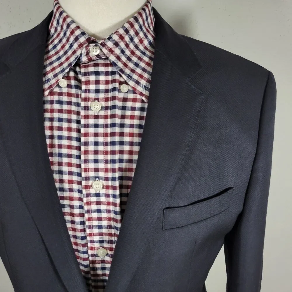 Hugo Boss Men's Sport Coat Blazer Two Button Solid Black SHK SKIN Wool Size‎ 40R